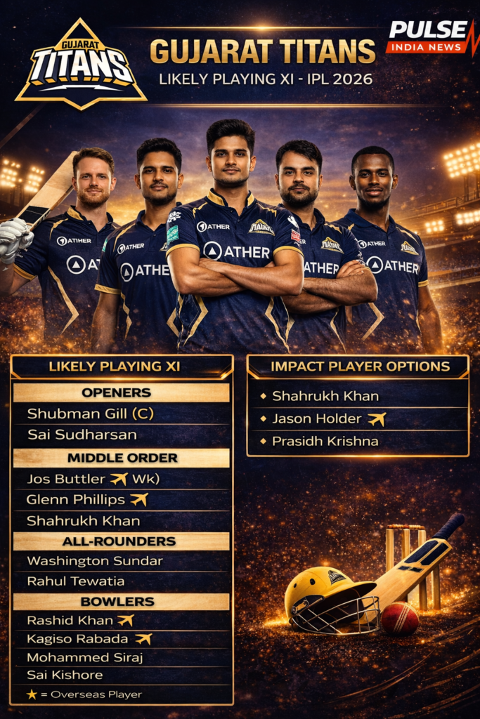 Gujarat Titans 2026: Gill’s Biggest Test Yet… Title Run or Sudden Collapse? Gujarath Titans Playing XI along with Impact player options