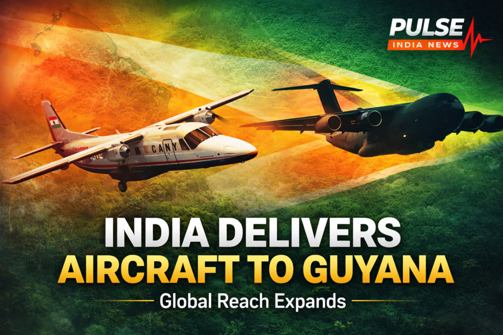 India delivers Dornier 228 aircraft to Guyana with Indian Air Force C-17 and jungle background showing strategic aviation partnership