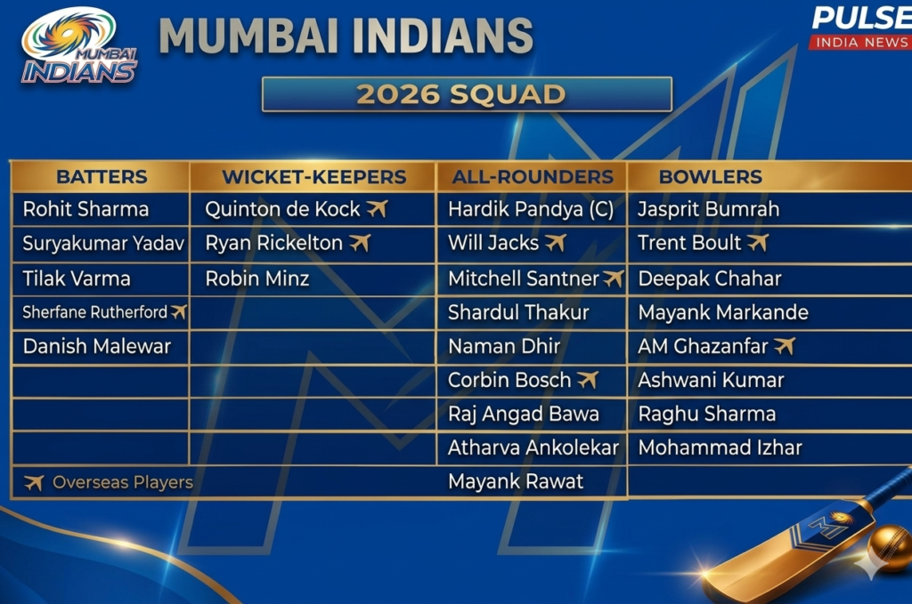 π Mumbai Indians 2026: Comeback Kings or Transition Phase? Mumbai Indians 2026 squad list featuring all players categorized into batters wicket keepers all rounders and bowlers IPL 2026