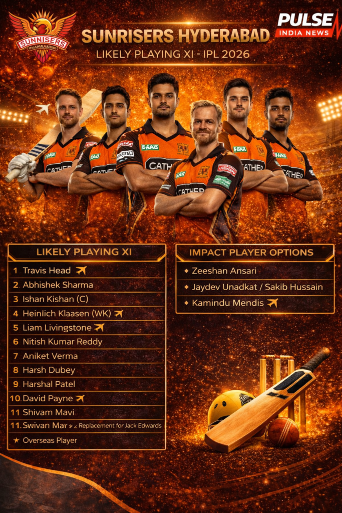Sunrisers Hyderabad 2026: Title Contenders or Another Missed Chance? Sunrisers Hyderabad probable playing XI for IPL 2026 with Travis Head Abhishek Sharma Ishan Kishan Klaasen and Pat Cummins