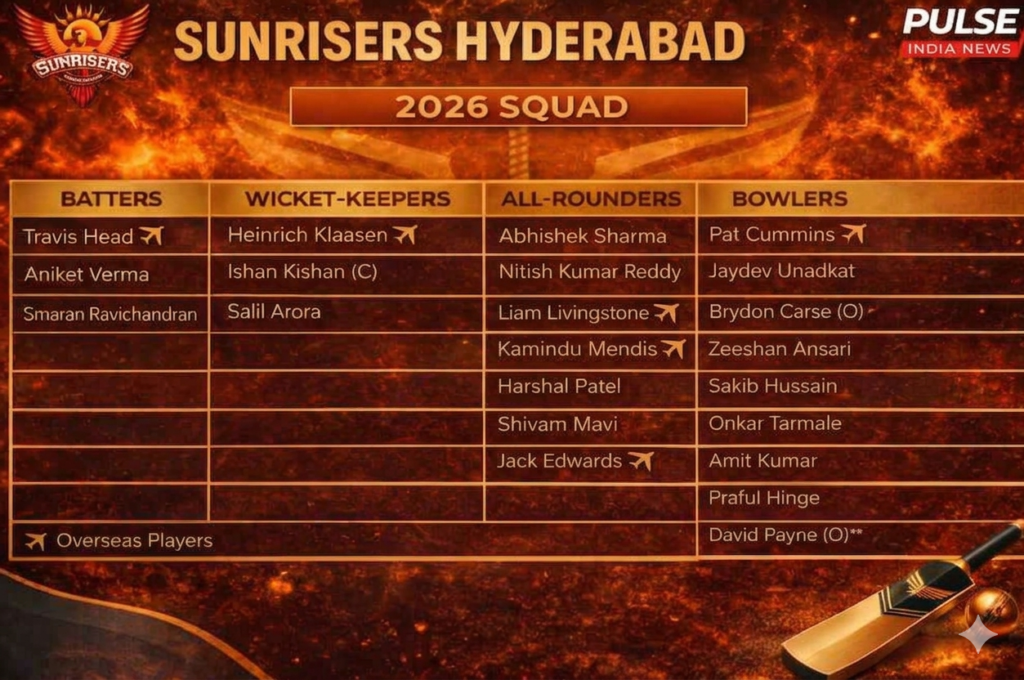 Sunrisers Hyderabad 2026: Title Contenders or Another Missed Chance? Sunrisers Hyderabad 2026 full squad list including batters wicket keepers all rounders and bowlers IPL 2026