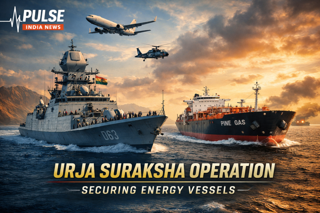 Indian Navy warship escorting oil tanker Operation Urja Suraksha Strait of Hormuz
