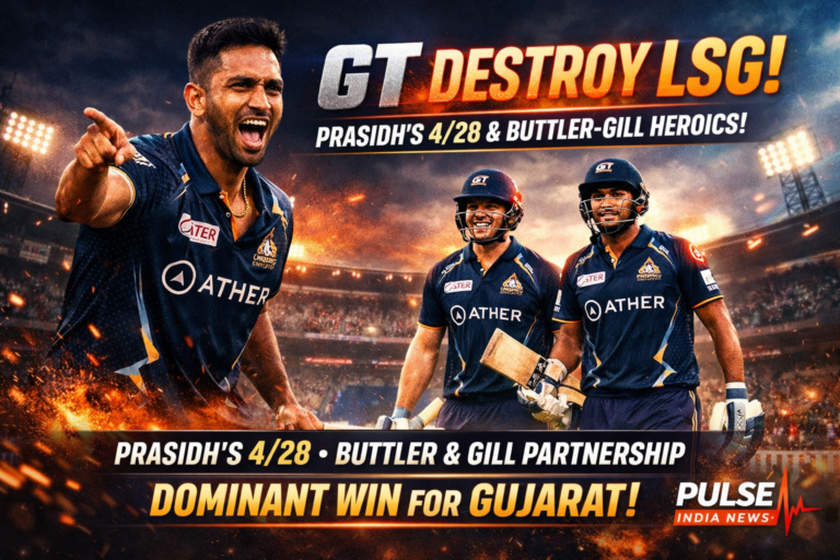 Prasidh Krishna celebrates as Jos Buttler and Shubman Gill lead Gujarat Titans win vs LSG in IPL 2026