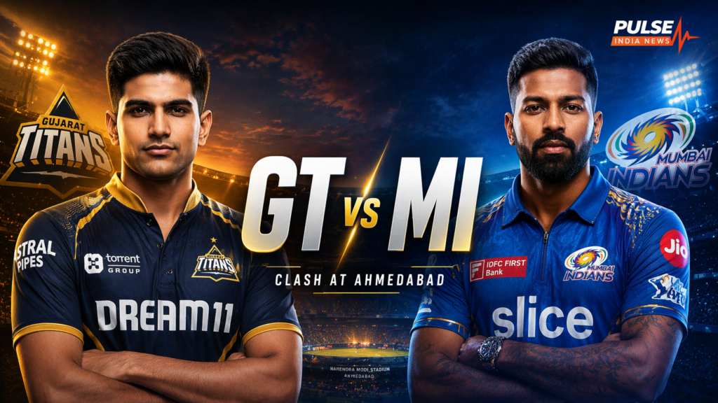 Gujarat Titans vs Mumbai Indians IPL 2026 match preview featuring Shubman Gill and Hardik Pandya at Ahmedabad stadium