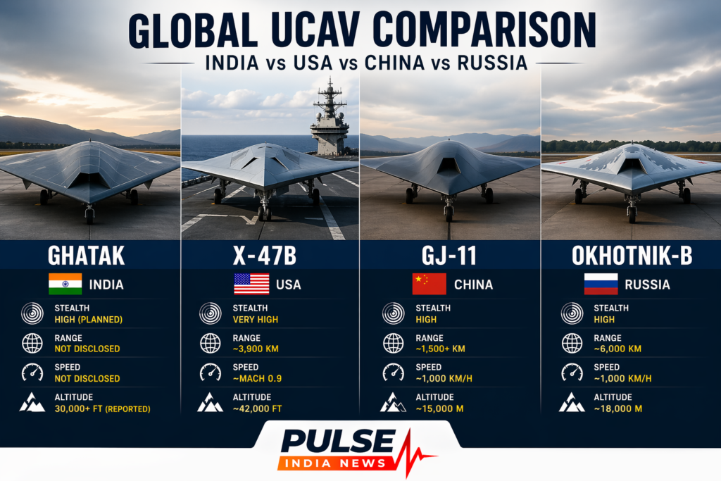 Ghatak X-47B GJ-11 Okhotnik stealth UCAV comparison image