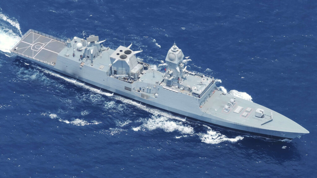 INS Taragiri: India Commissions Next Generation Stealth Warship to Boost Naval Power INS Taragiri stealth warship sailing in the ocean, Indian Navy Project 17A frigate