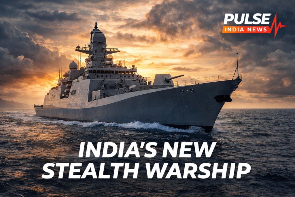 INS Taragiri stealth warship sailing at sea with dramatic sky Indian Navy Project 17A frigate