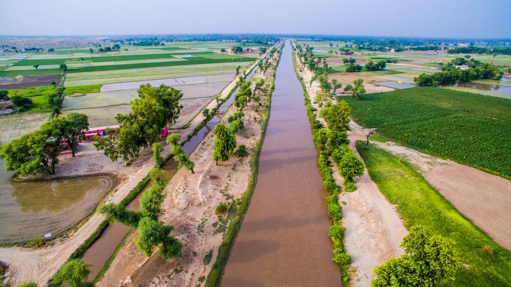 Indus river irrigation supporting agriculture in Pakistan