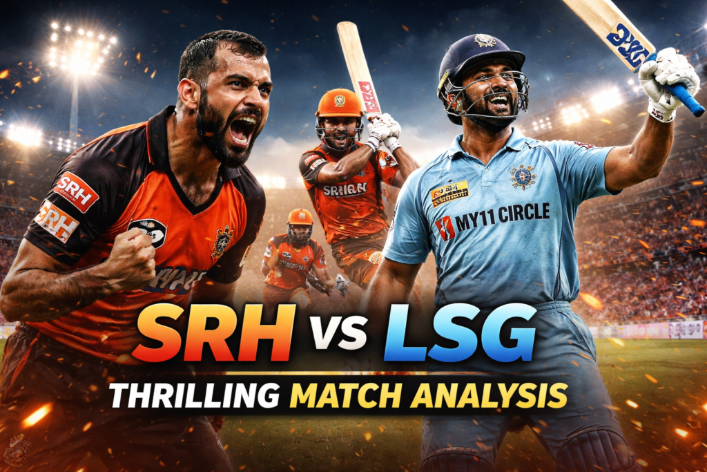 SRH vs LSG IPL 2026 match showing Rishabh Pant batting and Mohammed Shami celebrating early wickets