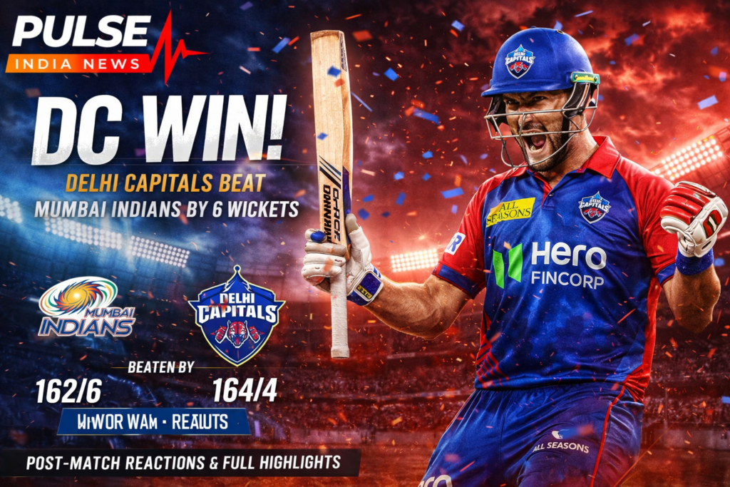 Sameer Rizvi Storm Stuns MI! Delhi Capitals Chase 162 Like a T20 Masterclass Delhi Capitals defeat Mumbai Indians by 6 wickets in IPL 2026 as Sameer Rizvi stars in the chase