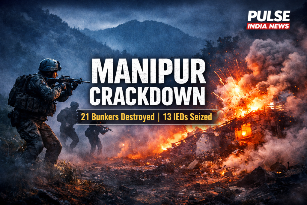 Indian security forces destroying illegal bunkers and neutralising IEDs during operation in Manipur