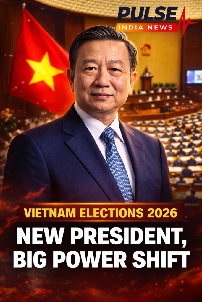Vietnam President To Lam with national flag and parliament background during 2026 elections power shift