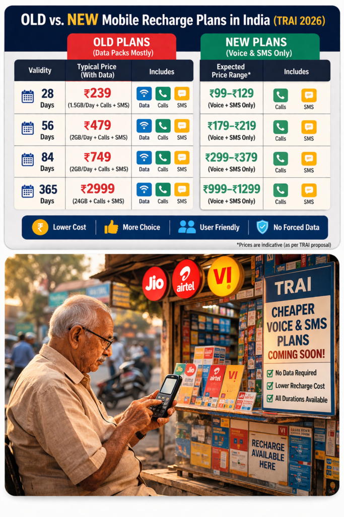 TRAI vs telecom companies in India 2026 new rules to reduce mobile recharge costs and end forced data packs