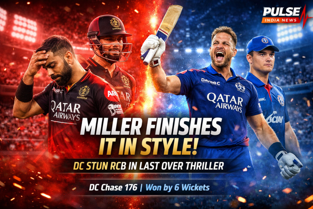 David Miller finishing match vs RCB IPL 2026 with Stubbs and Kohli in background