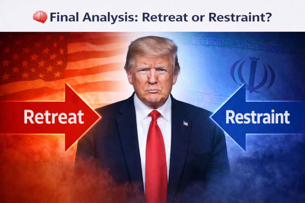 Trump final analysis retreat vs restraint US Iran ceasefire decision 2026