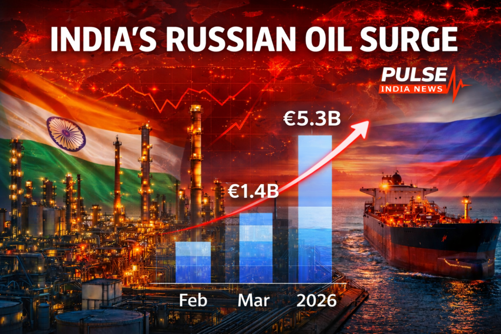 India Russian oil imports surge March 2026 refinery tanker graph increase geopolitics