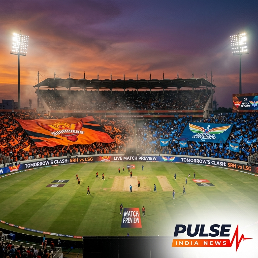 SRH vs LSG IPL 2026 Preview: Hyderabad Set for Run-Fest as Explosive SRH Face Unpredictable LSG SRH vs LSG match preview at Rajiv Gandhi Stadium with Sunrisers Hyderabad and Lucknow Super Giants fans and team flags during IPL 2026