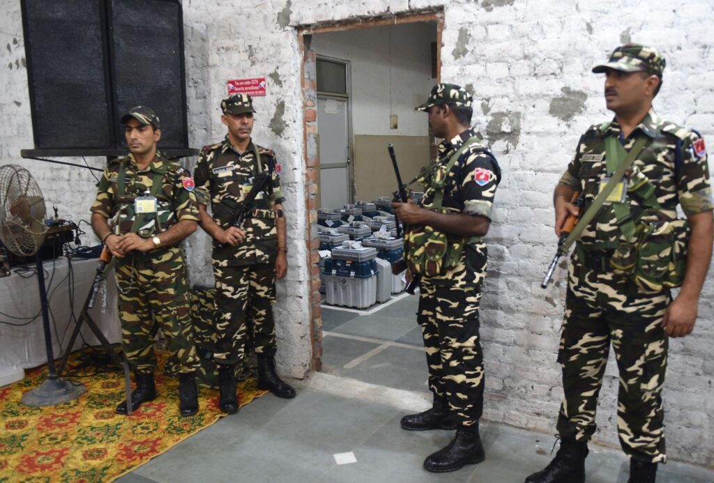 Polling Ends in Assam, Kerala and Puducherry; Results on May 4 Security forces deployed at polling stations during Assam Kerala Puducherry elections 2026