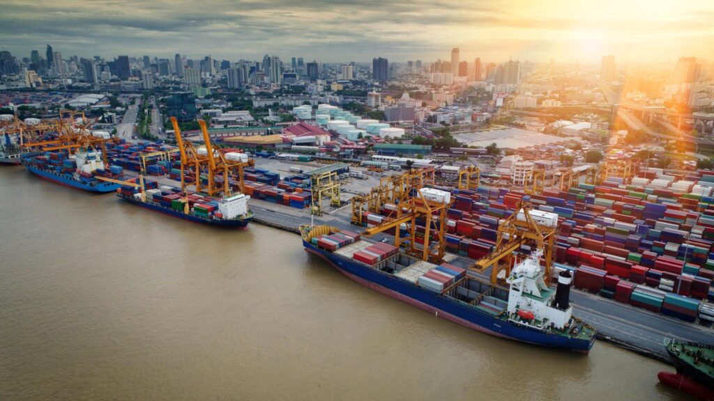 Karachi port cargo ships loading rice export shipments