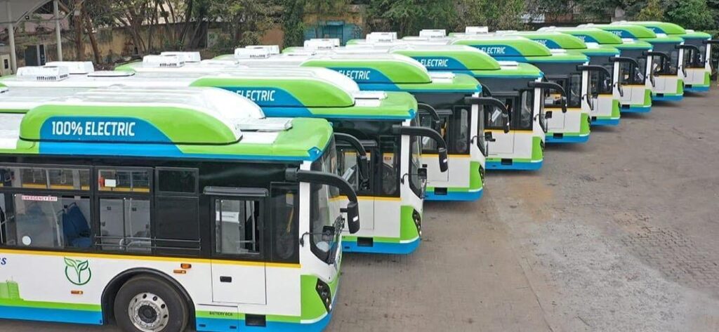 Electric Metro Express buses in Hyderabad under TSRTC EV expansion