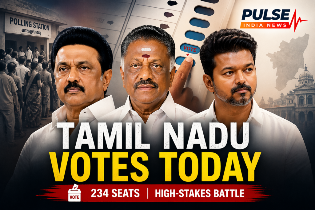 Tamil Nadu elections 2026 leaders Stalin Panneerselvam Vijay voting day image