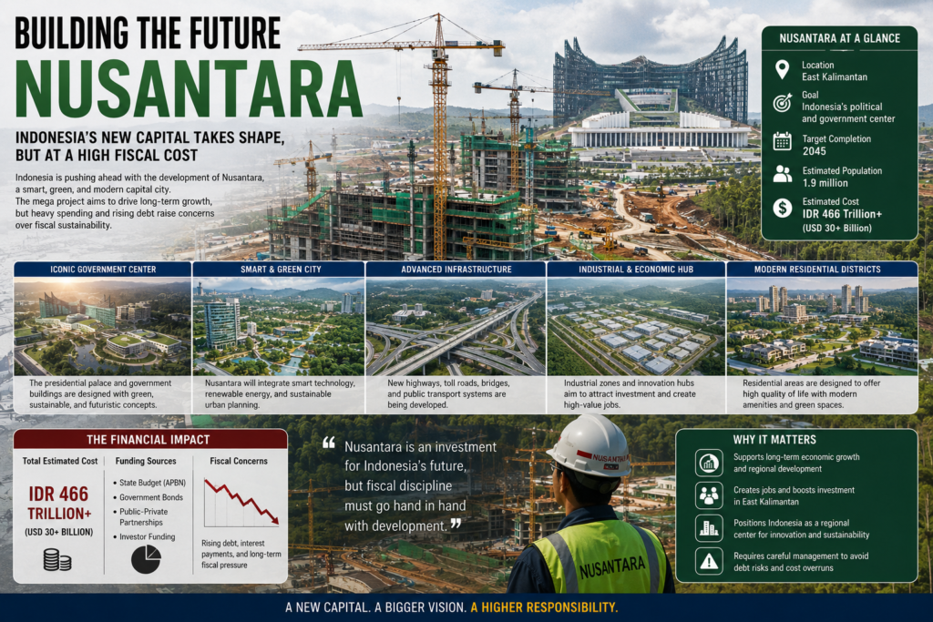 Construction activity at Indonesia’s new capital Nusantara amid rising infrastructure spending