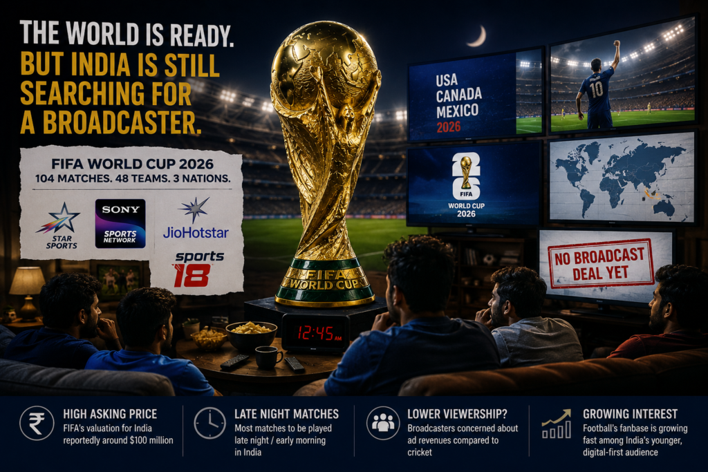 Indian football fans watching FIFA World Cup matches on digital streaming platforms amid uncertainty over India’s broadcast rights deal.