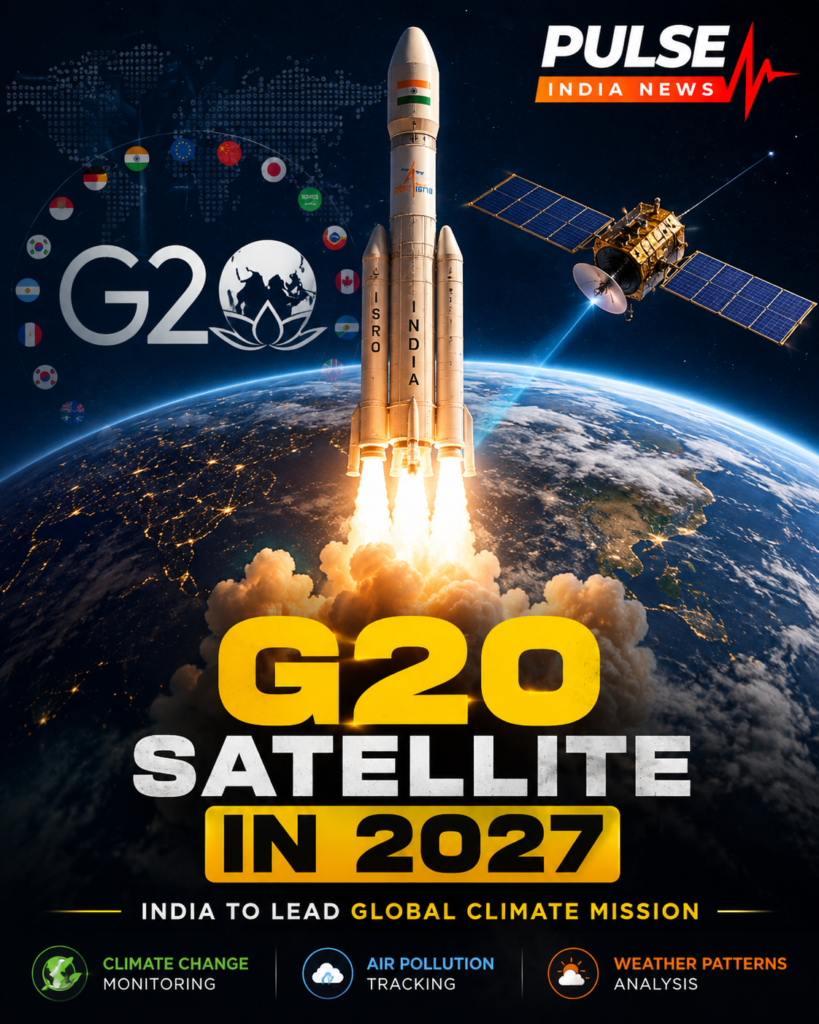 Representational image of an ISRO rocket launch and satellite for India’s proposed G20 climate and pollution monitoring mission