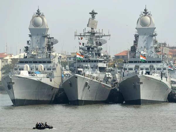 Indian Navy stealth warships during maritime operations and induction ceremonies
