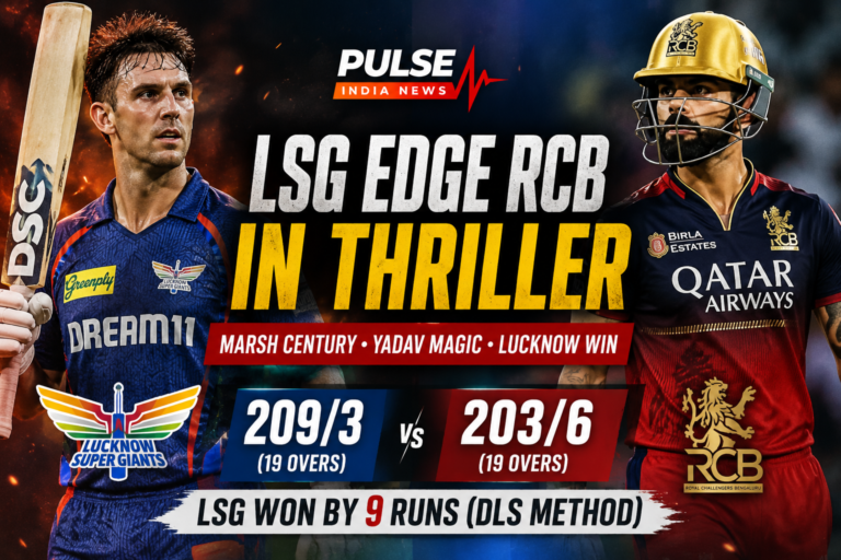 Mitchell Marsh celebrates during LSG vs RCB IPL 2026 thriller as Lucknow Super Giants beat Royal Challengers Bengaluru by 9 runs in Ekana Stadium.