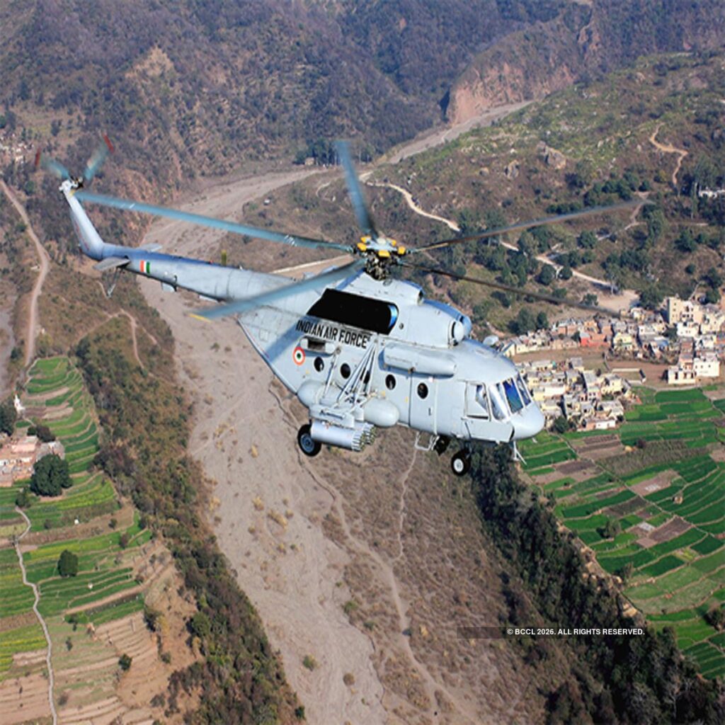 Indian Air Force Mi-17 helicopter operating in mountainous region