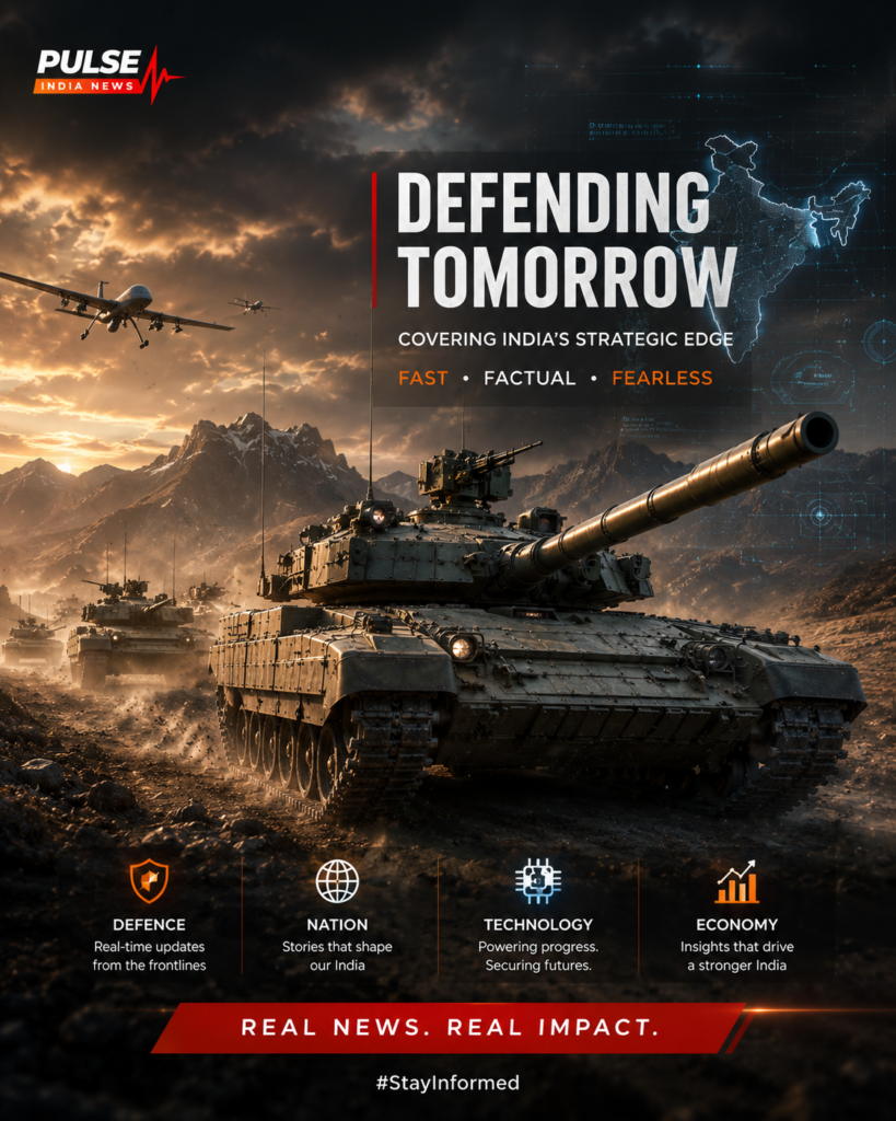 Cinematic image of futuristic Indian battle tanks with drones and digital warfare elements representing Project Ranjeet and India’s Future Ready Combat Vehicle programme.