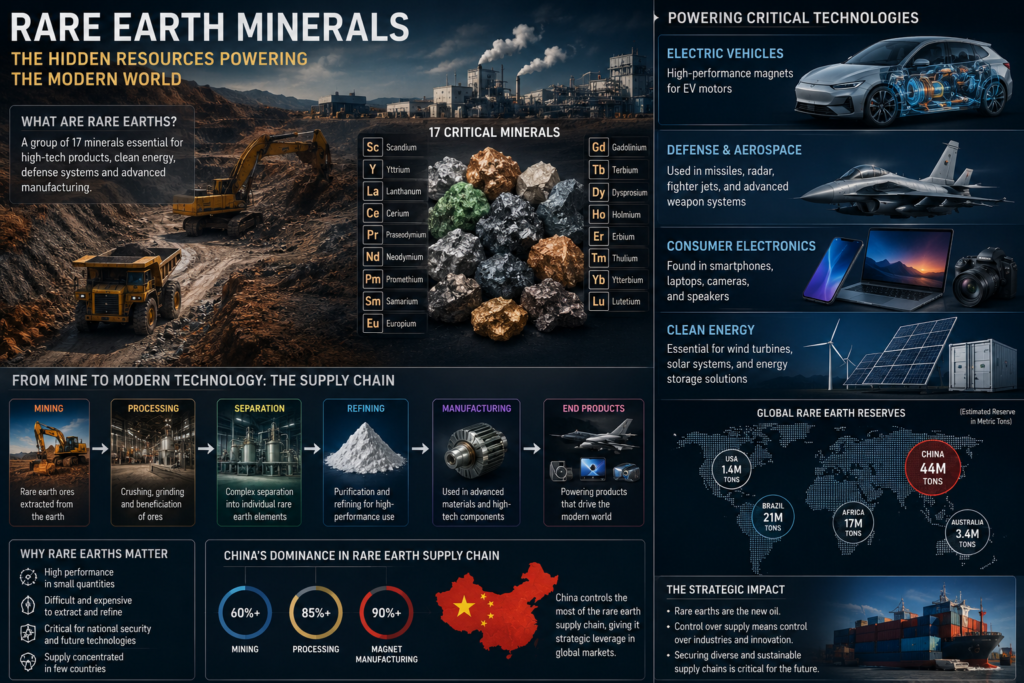 China rare earth minerals global supply chain illustration