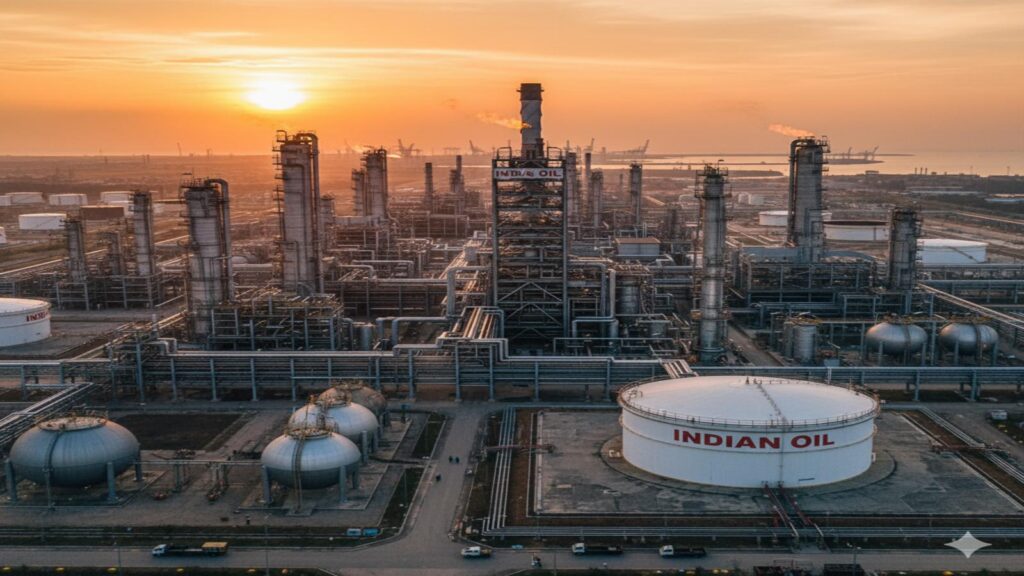 Indian oil refinery infrastructure representing India’s dependence on imported crude oil.