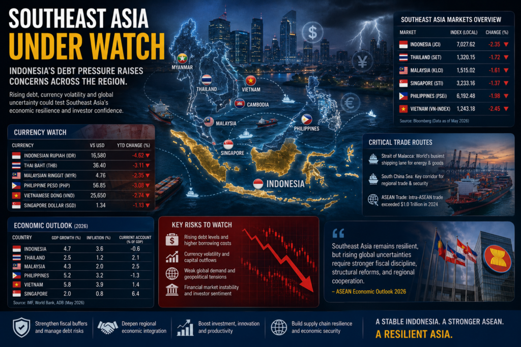 Asian financial markets react to concerns over Indonesia’s rising debt and economic stability