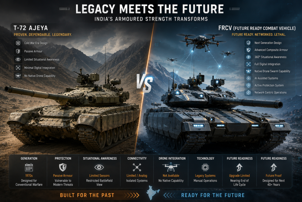 Comparison between T-72 Ajeya and future Indian FRCV tank
