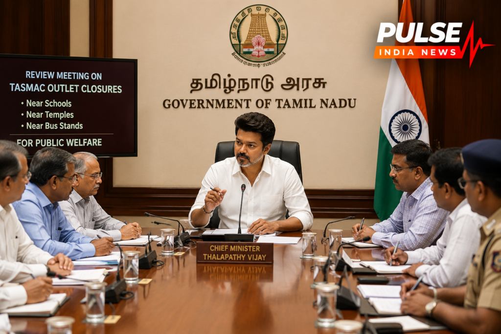 Tamil Nadu CM Vijay holding review meeting on TASMAC liquor shop closures