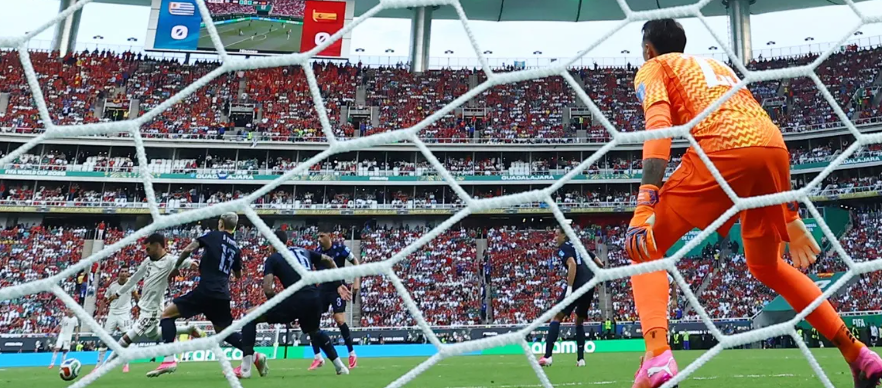 Alex Baena scores for Spain against Uruguay in FIFA World Cup 2026 Group H match