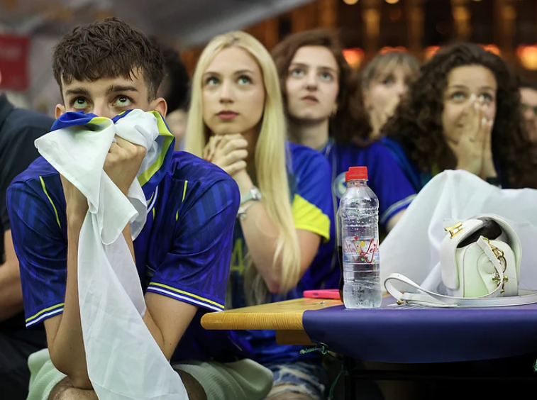 Bosnia fans react during the FIFA World Cup 2026 match against Qatar