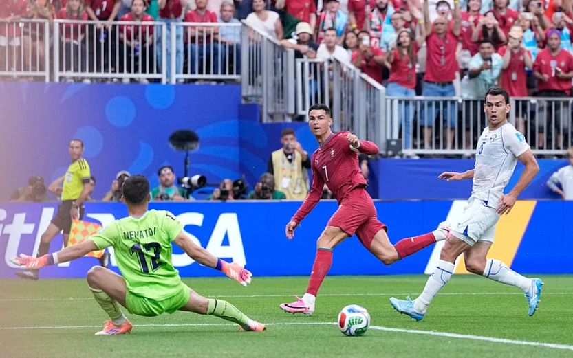 Cristiano Ronaldo scores for Portugal against Uzbekistan in FIFA World Cup 2026