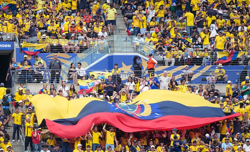 Ecuador fans display a giant flag during FIFA World Cup 2026 match against Germany