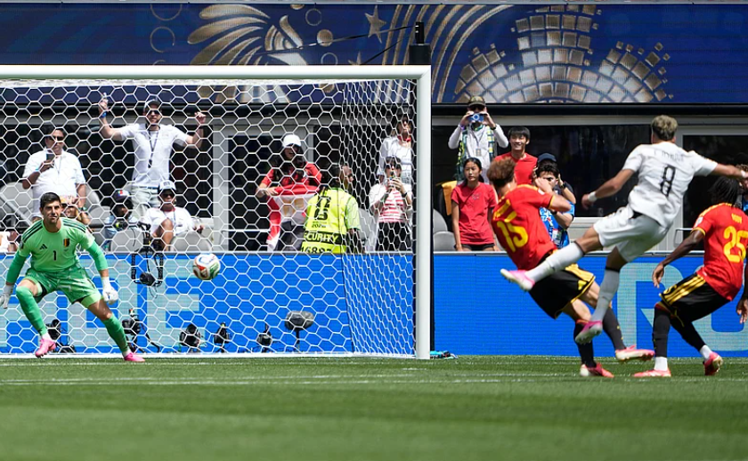 Egypt midfielder Emam Ashour scores the opening goal against Belgium during FIFA World Cup 2026 Group G match