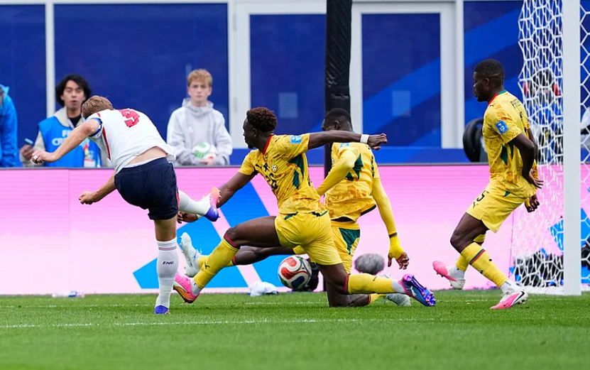 Harry Kane takes a shot for England against Ghana during FIFA World Cup 2026