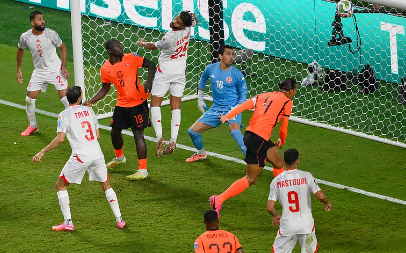 Netherlands third goal against Tunisia during FIFA World Cup 2026 Group F match