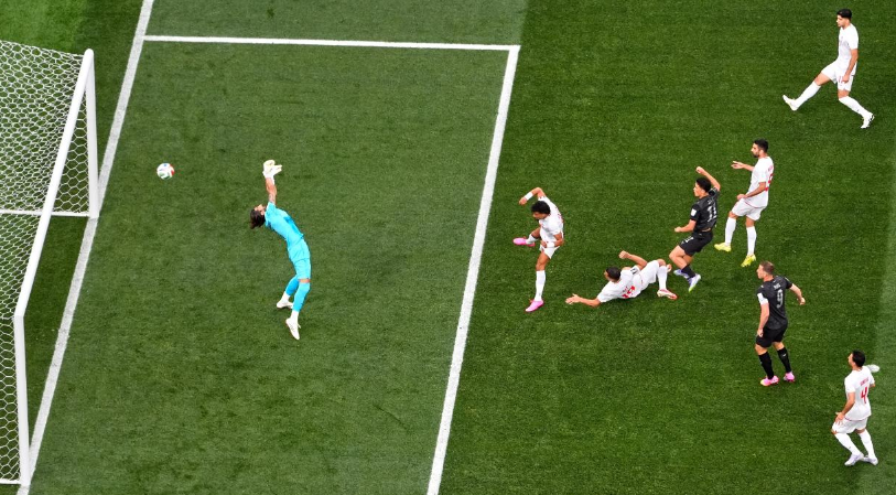 New Zealand forward Elijah Just scores against Iran during FIFA World Cup 2026 Group G match