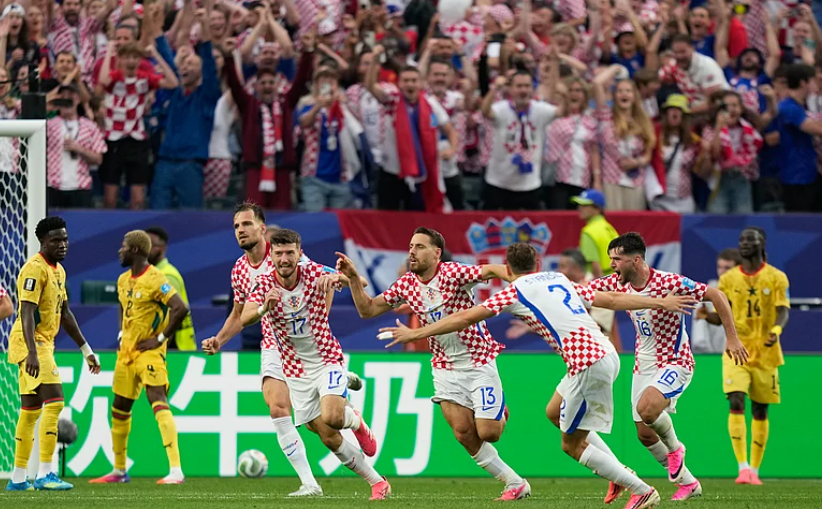 Nikola Vlasic celebrates after scoring Croatia