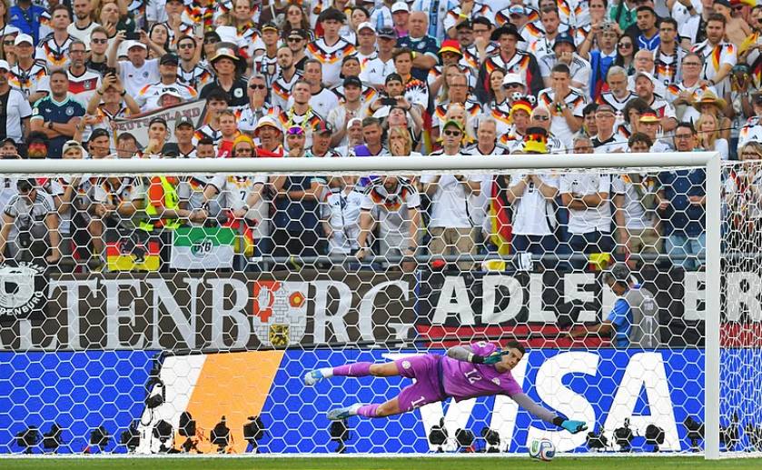 Paraguay goalkeeper Orlando Gill saves Germany penalty during FIFA World Cup 2026 Round of 32 shootout