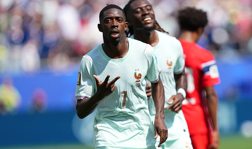 Ousmane Dembele celebrates after scoring his third goal for France against Norway in FIFA World Cup 2026