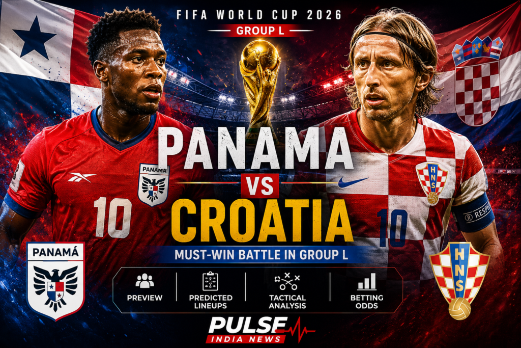 Panama and Croatia players featured in a cinematic FIFA World Cup 2026 match preview poster ahead of their crucial Group L encounter in Toronto.