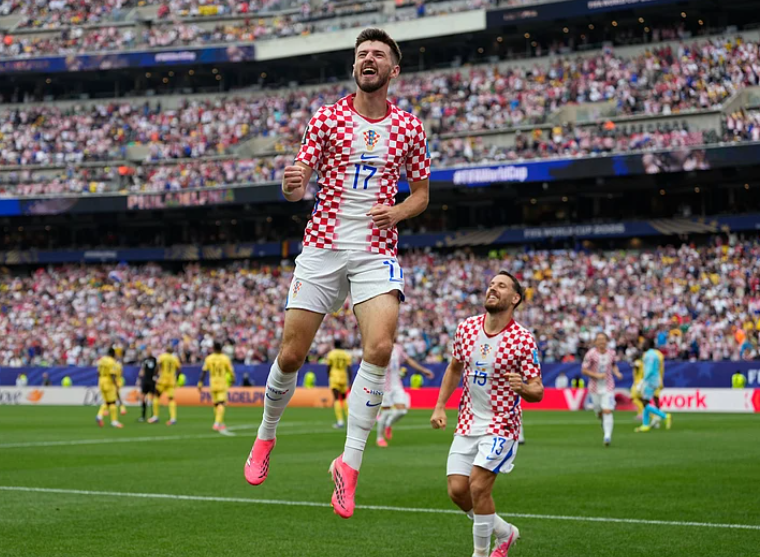 Petar Sucic celebrates after scoring Croatia